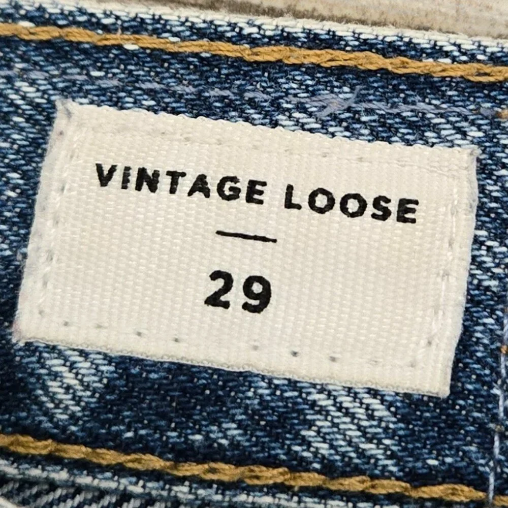 PacSun‎ Vintage Loose Distressed Jeans Women's Medium Wash Raw Hem Button Fly 29